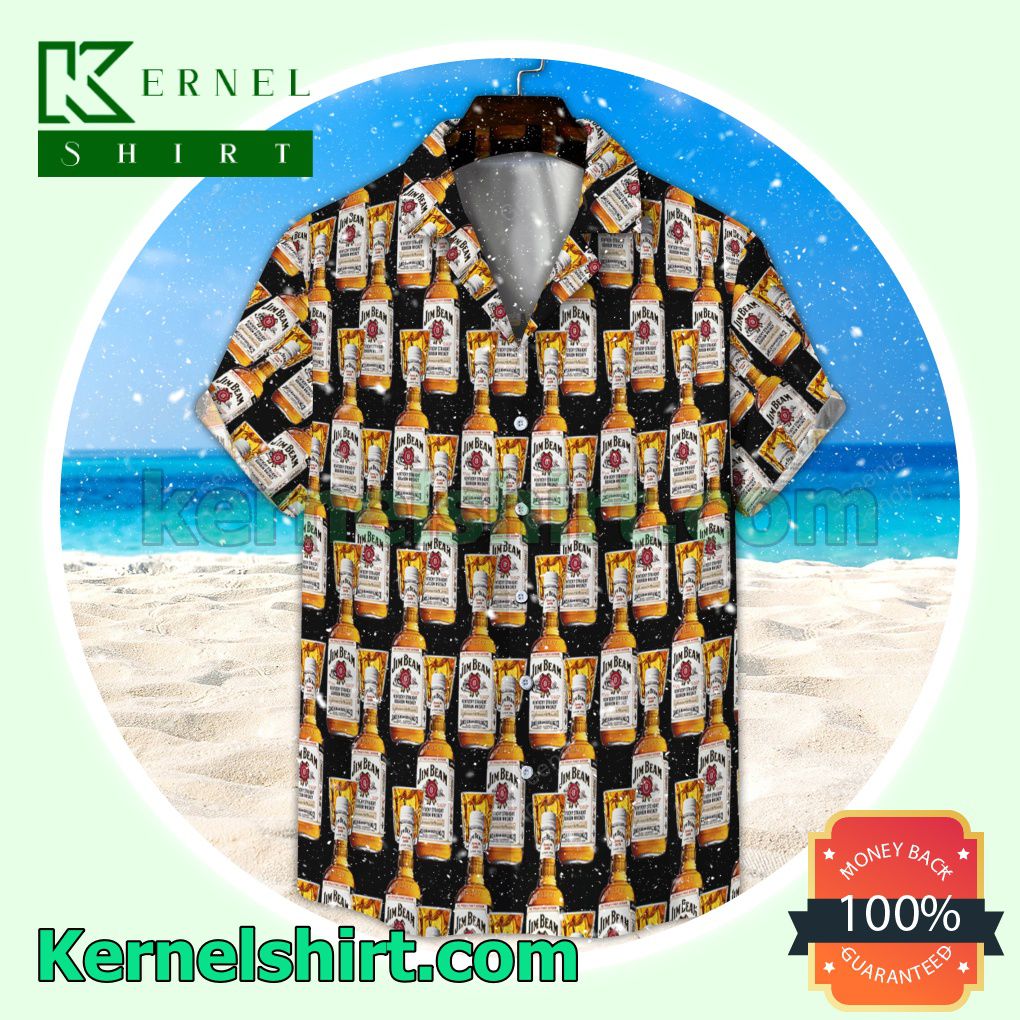 Jim Beam Bottle Seamless Pattern Aloha Beach Hawaiian Shirt