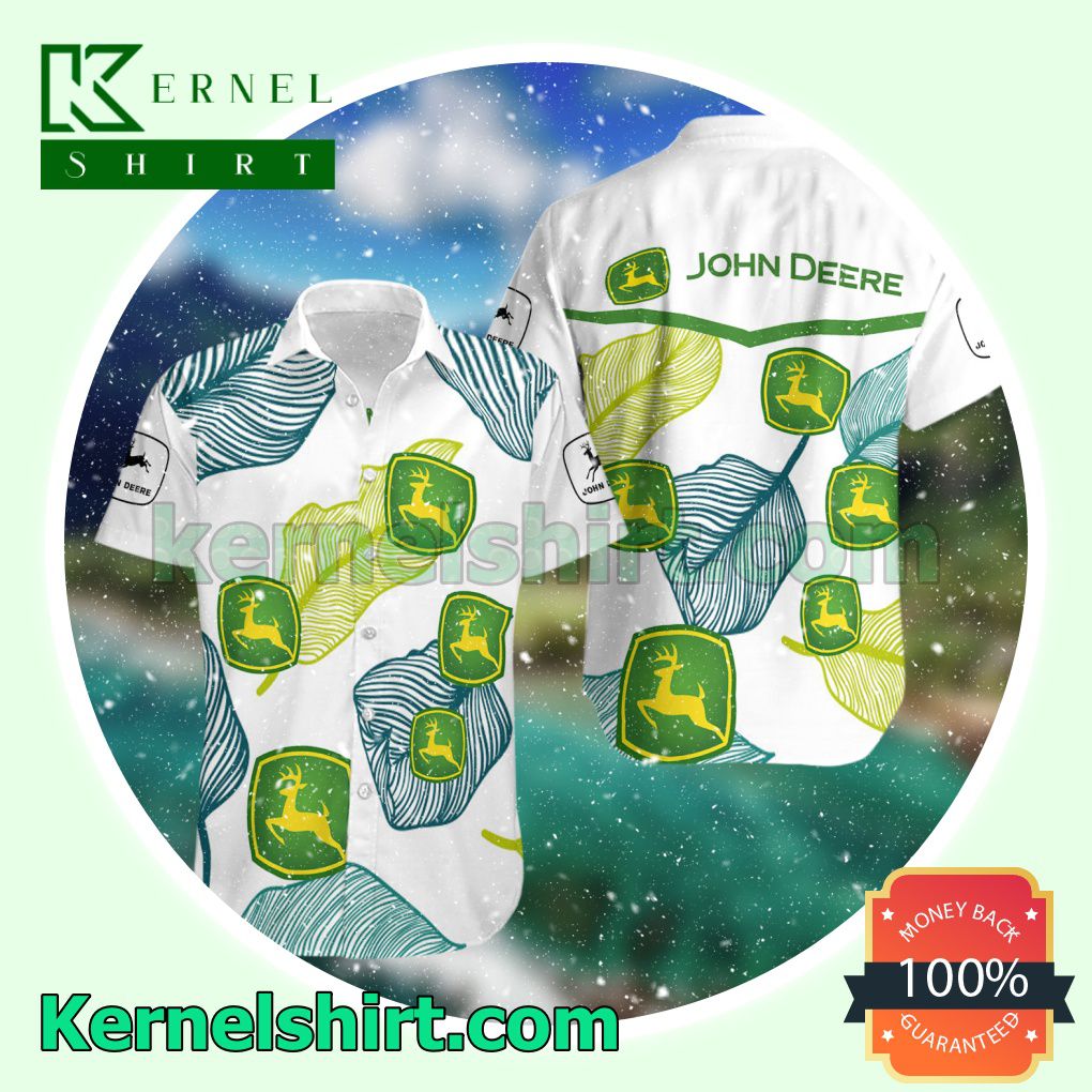 John Deere White Aloha Beach Hawaiian Shirt