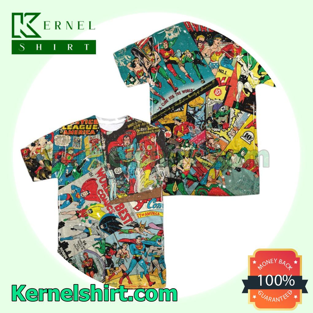 Justice League Classic Collage Birthday Shirts