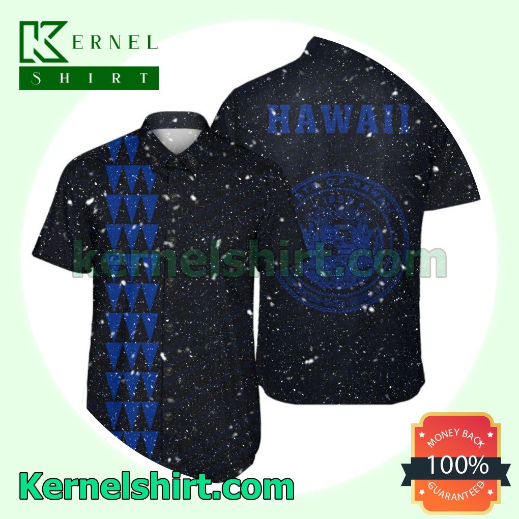 Kakau Polynesian Coat Of Arms Blue Beach Shirts