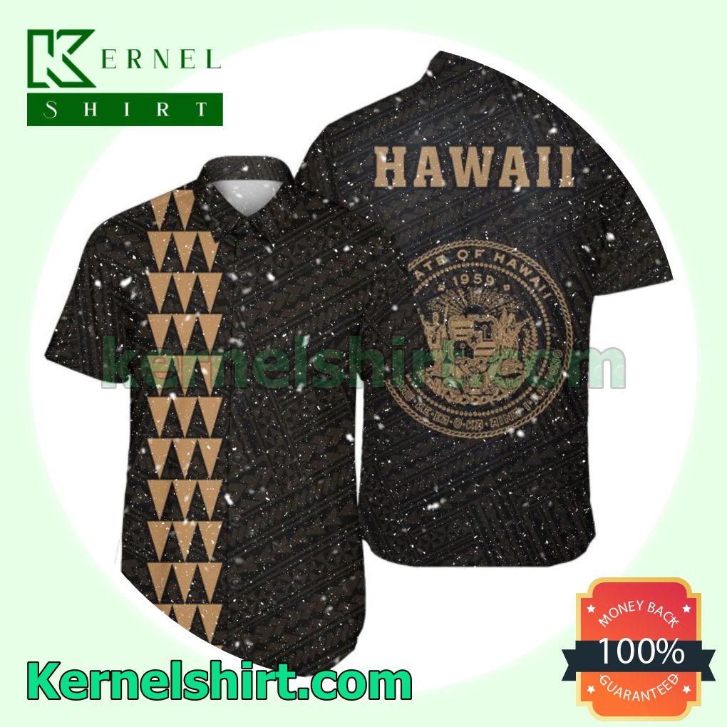 Kakau Polynesian Coat Of Arms Gold Beach Shirts