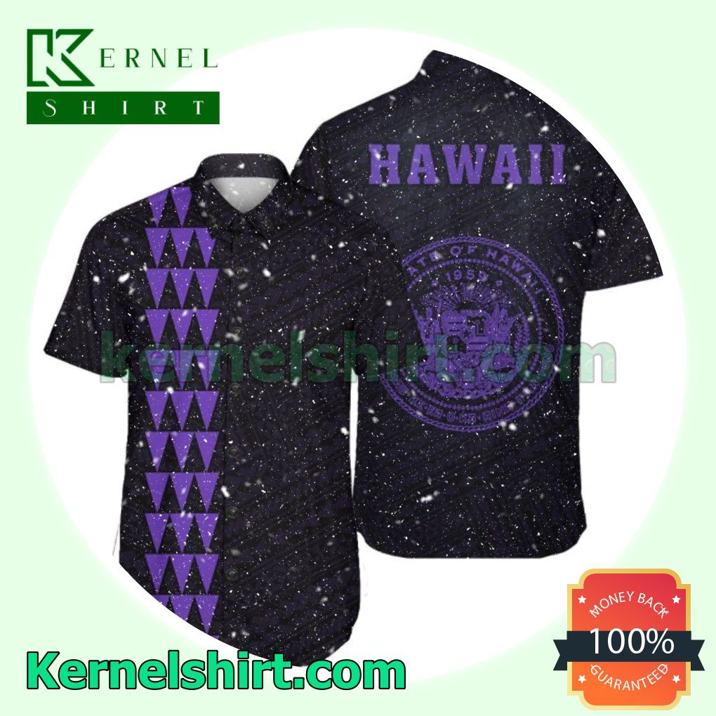 Kakau Polynesian Coat Of Arms Purple Beach Shirts