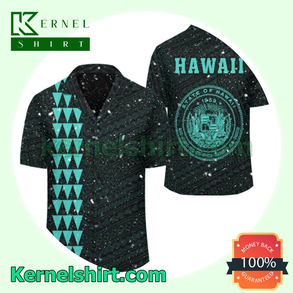 Kakau Polynesian Coat Of Arms Turquoise Beach Shirts