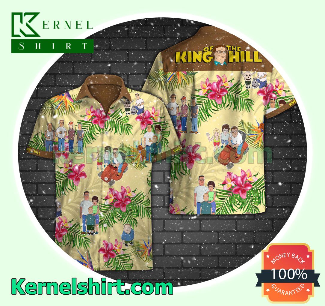 King Of The Hill Pink Plumeria Yellow Beach Shirts