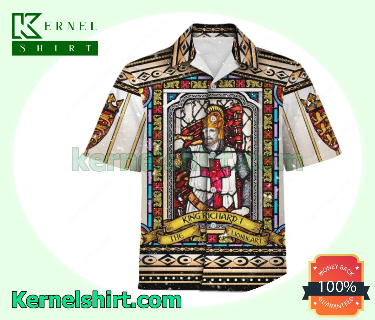 King Richard I Of England Stained Glass Beach Shirts