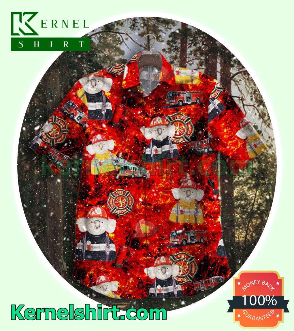 Koala Firefighter On Fire Beach Shirts