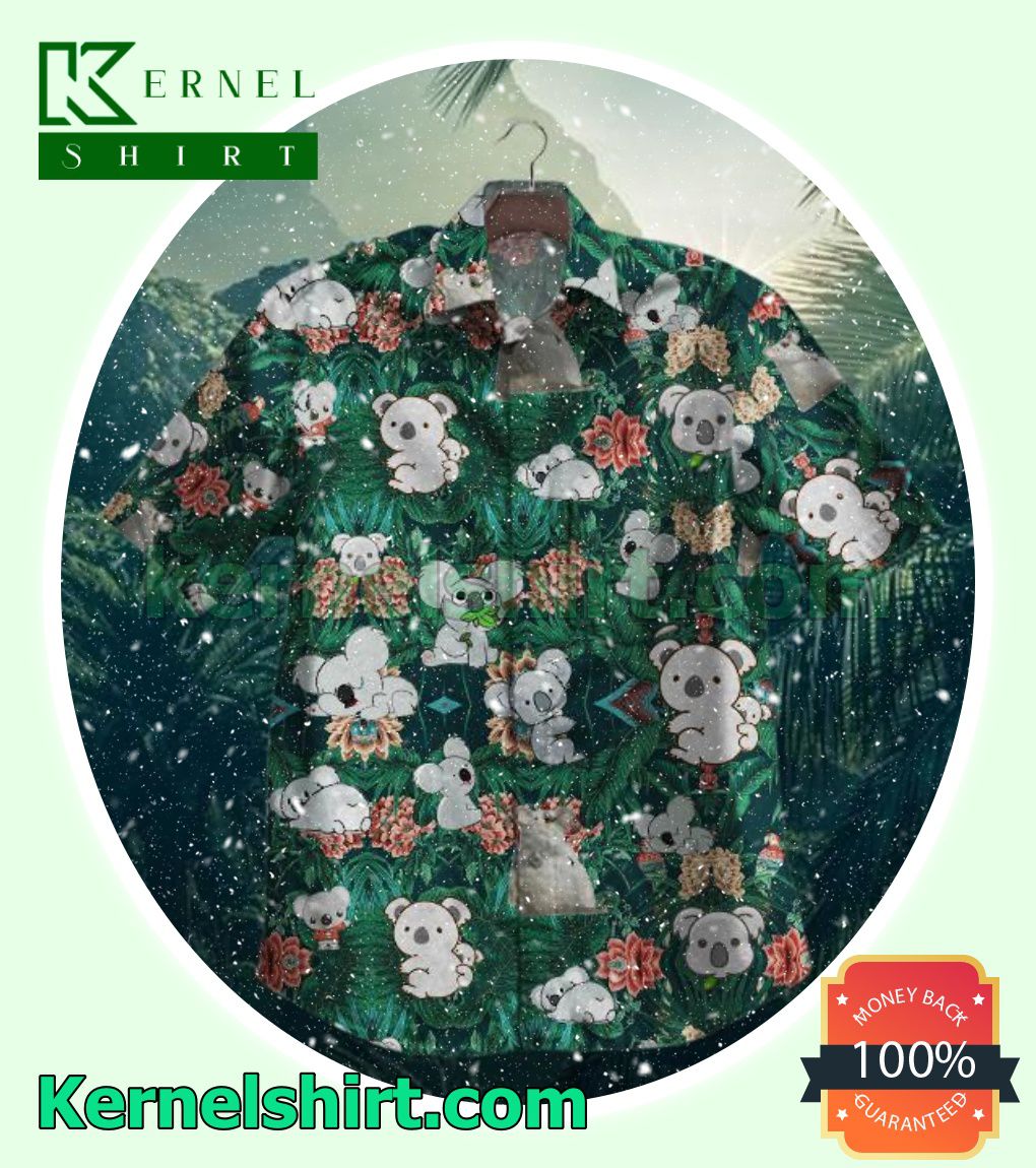 Koala Flower Green Leaf Beach Shirts