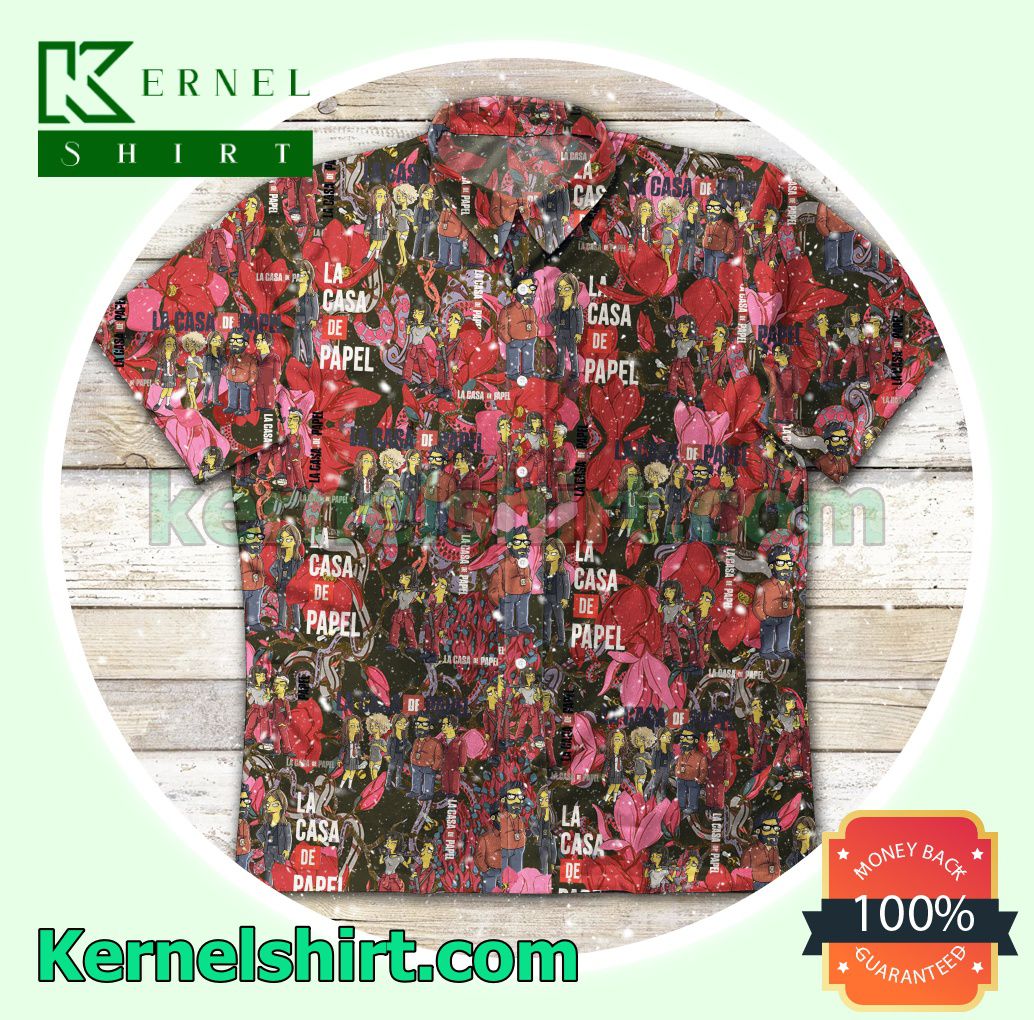 La Casa De Papel Money Heist Flower Beach Shirts