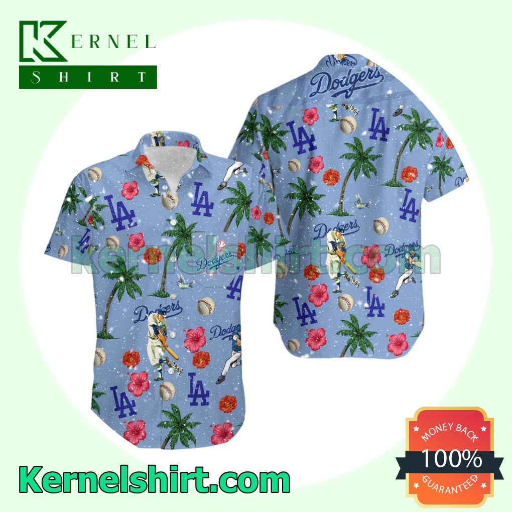 La Dodgers Baseball Tropical Print Beach Shirt