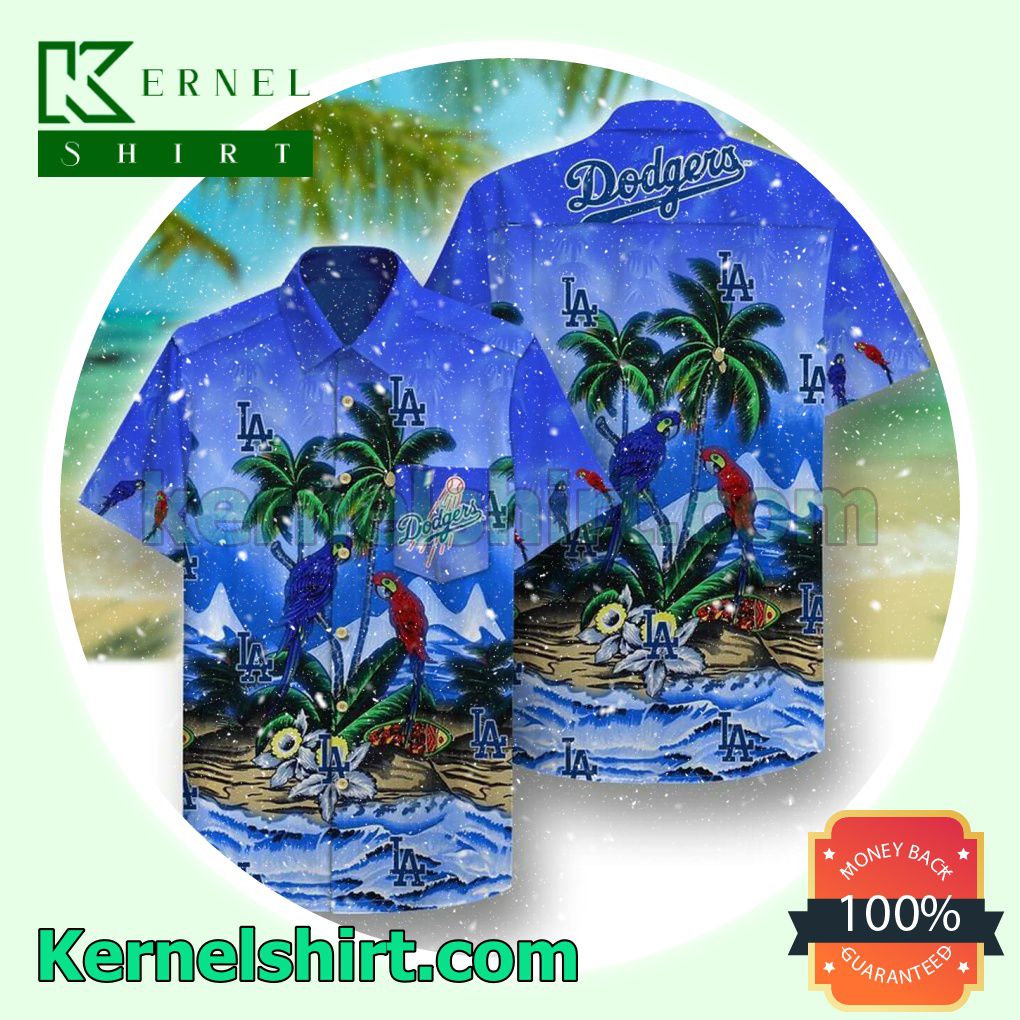 La Dodgers Parrot Flowers Blue Beach Shirt