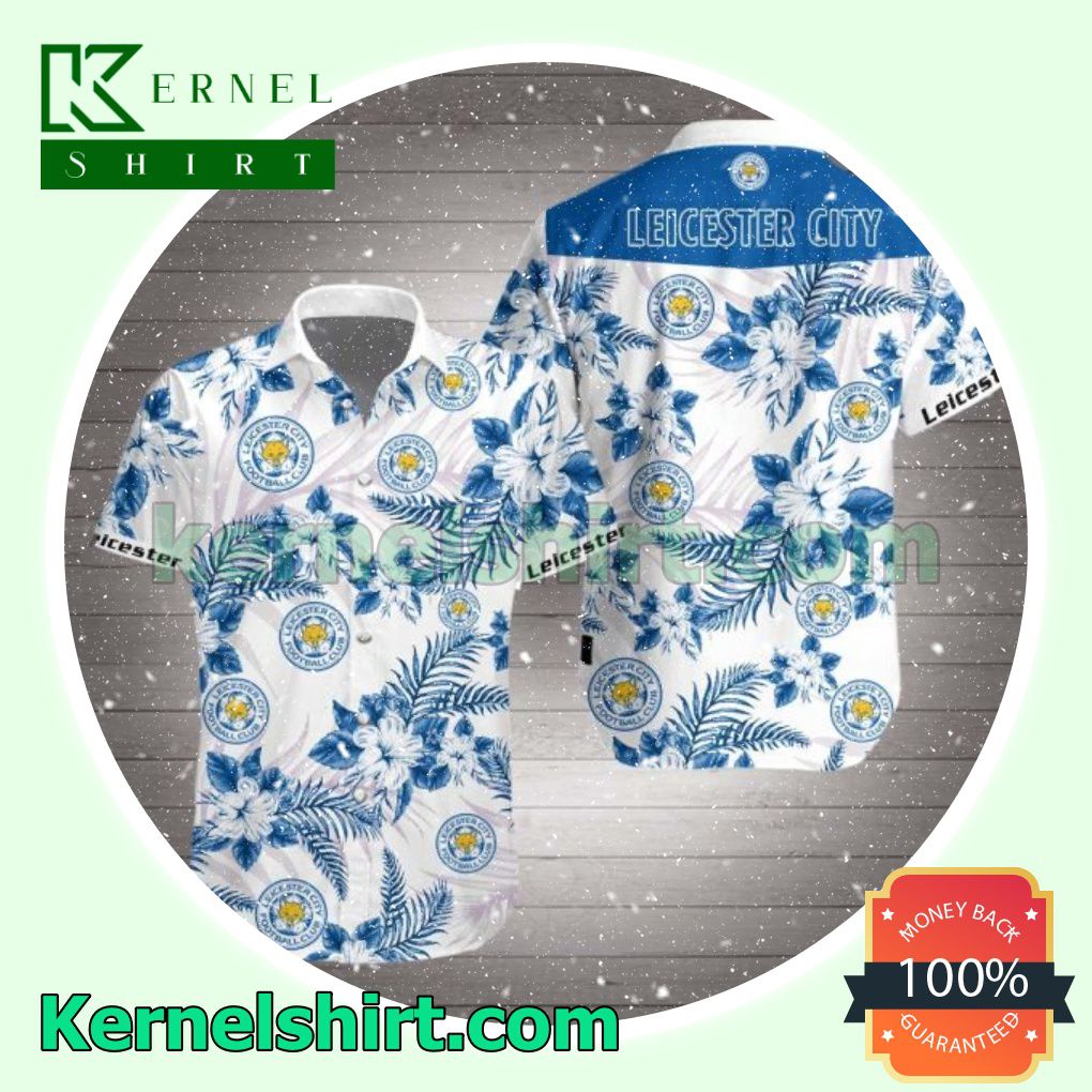 Leicester City Blue Tropical Floral White Beach Shirts