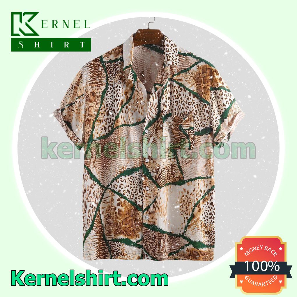 Leopard Snake Print Single Pocket Beach Shirts