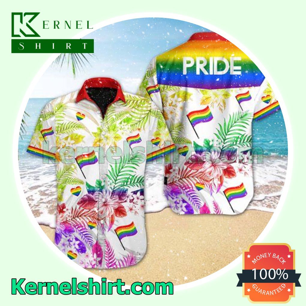 Lgbt Pride Tropical Hibiscus Floral Beach Shirts