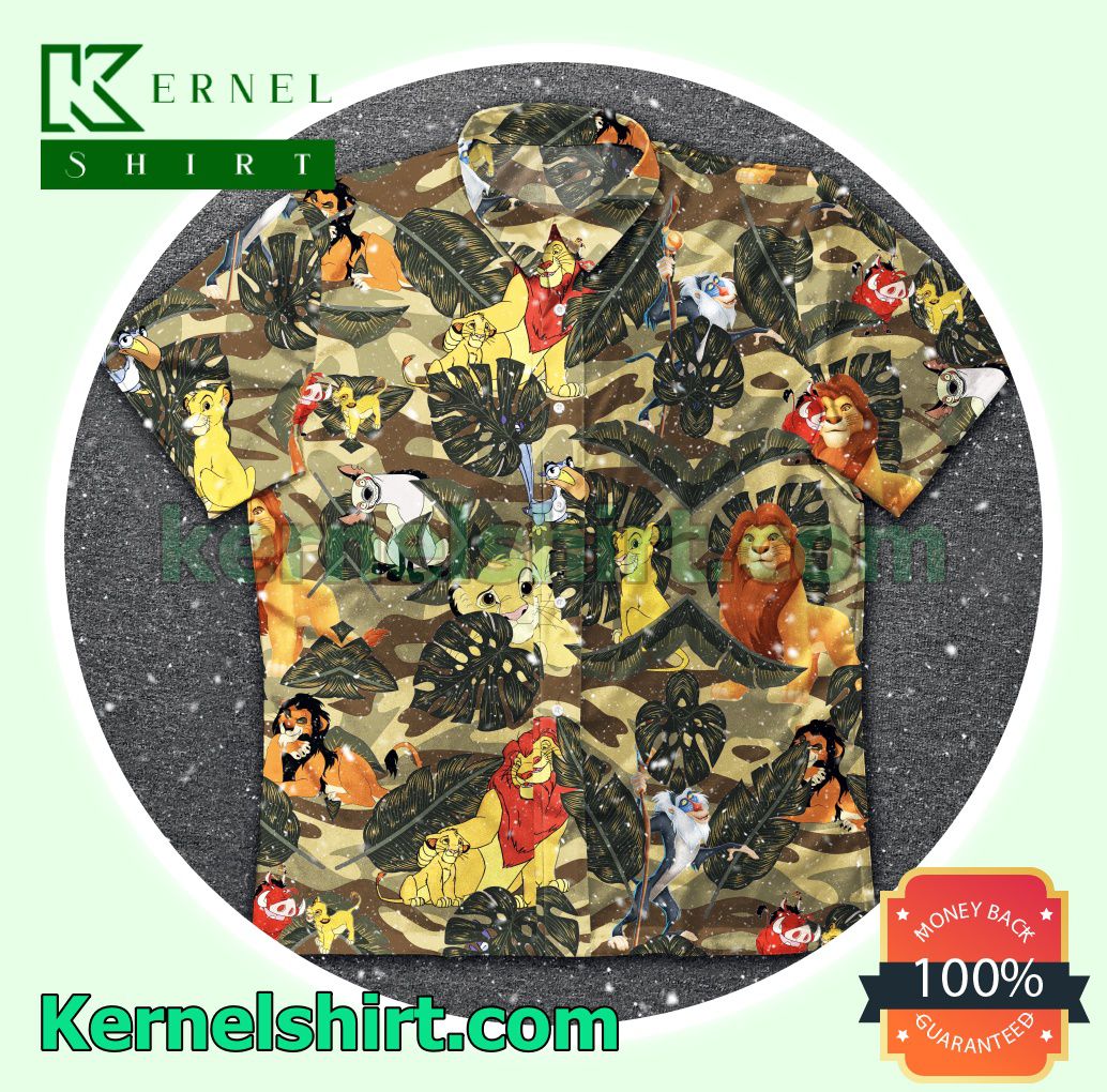 Lion King Tropical Leaf Camo Beach Shirts