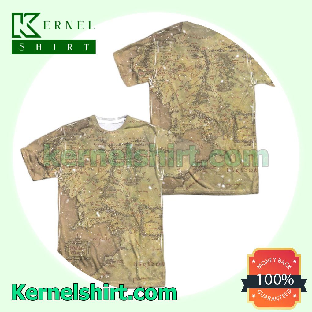 Lord of the Rings Middle Earth Map Birthday Shirts
