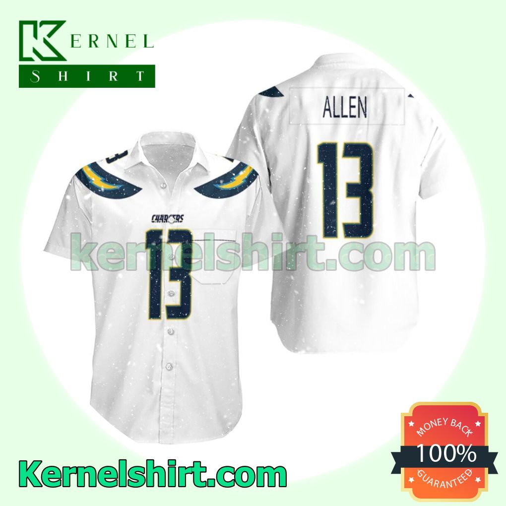 Los Angeles Chargers Keenan Allen 13 White Jersey Inspired Style Beach Shirt