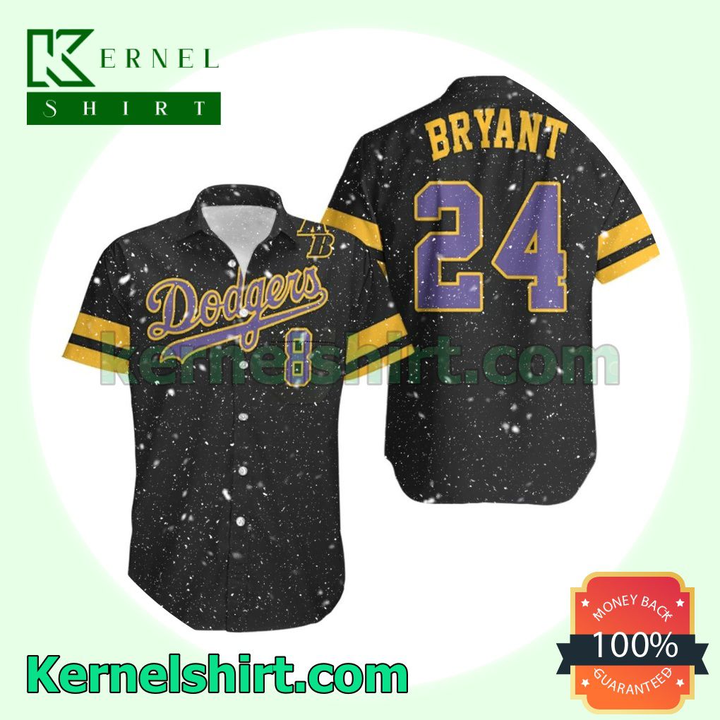Los Angeles Dodgers Kobe Bryant 24 Mlb Throwback Black Beach Shirt