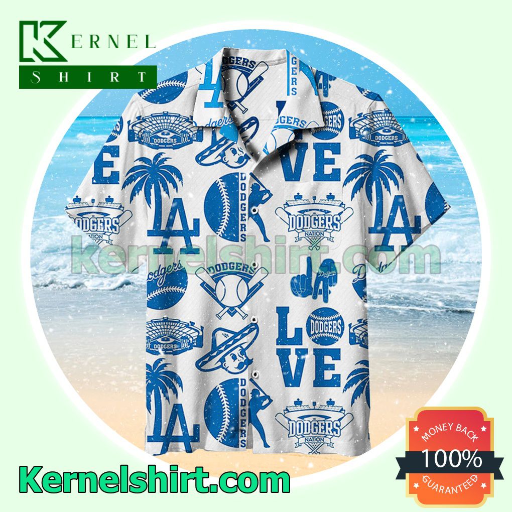 Los Angeles Dodgers Love Tone On Tone Blue White Beach Shirt