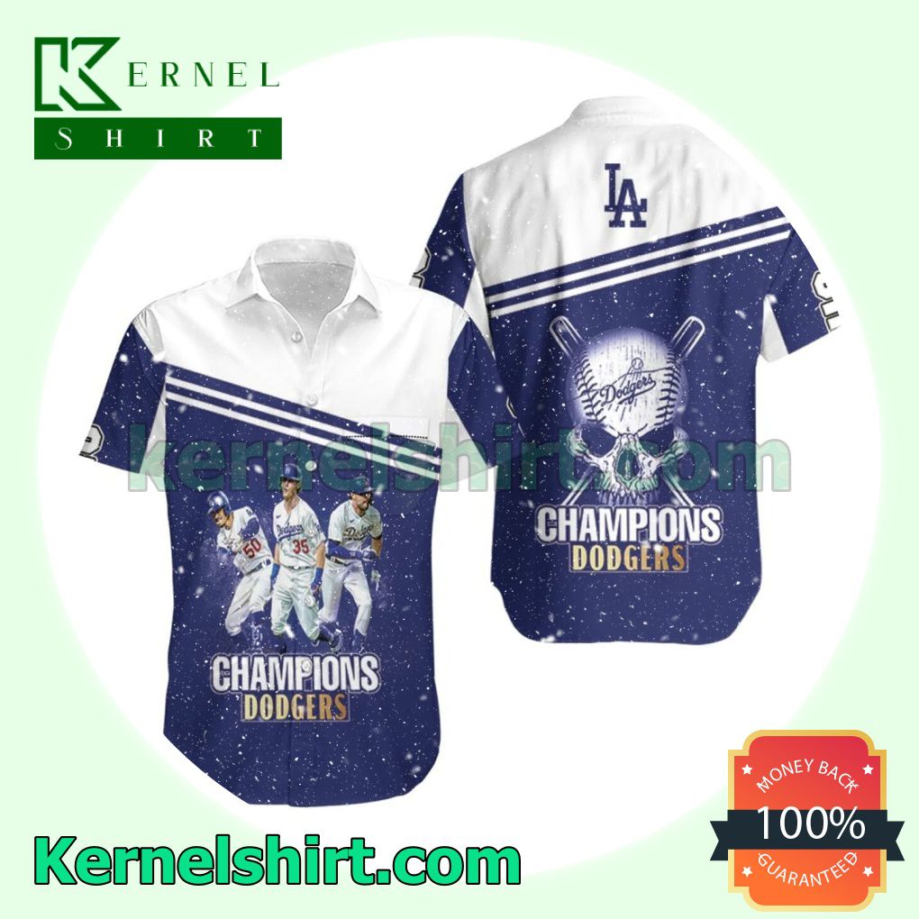 Los Angeles Dodgers Skull Champions Dodgers Beach Shirt