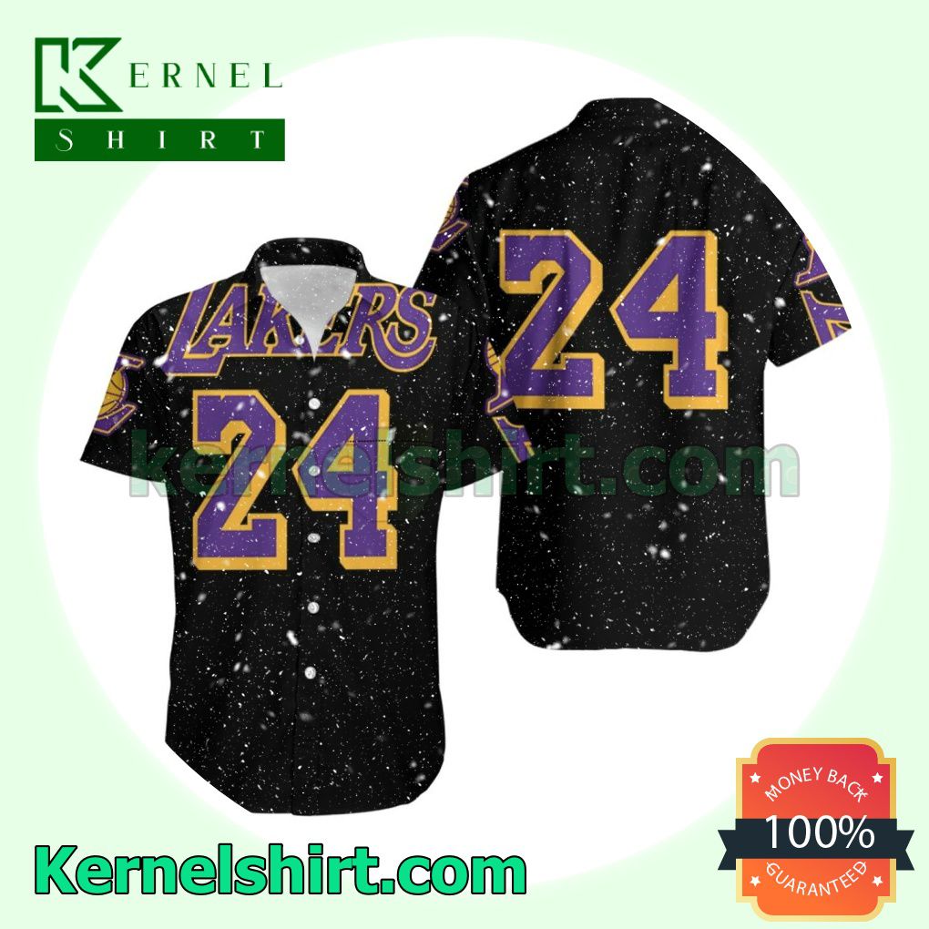 Los Angeles Lakers 24 Kobe Bryant Black Beach Shirt