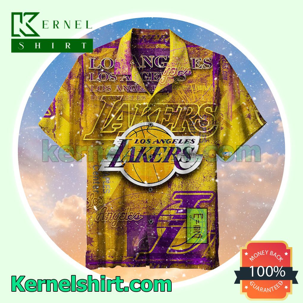 Los Angeles Lakers Vintage Mix Yellow And Purple Beach Shirt