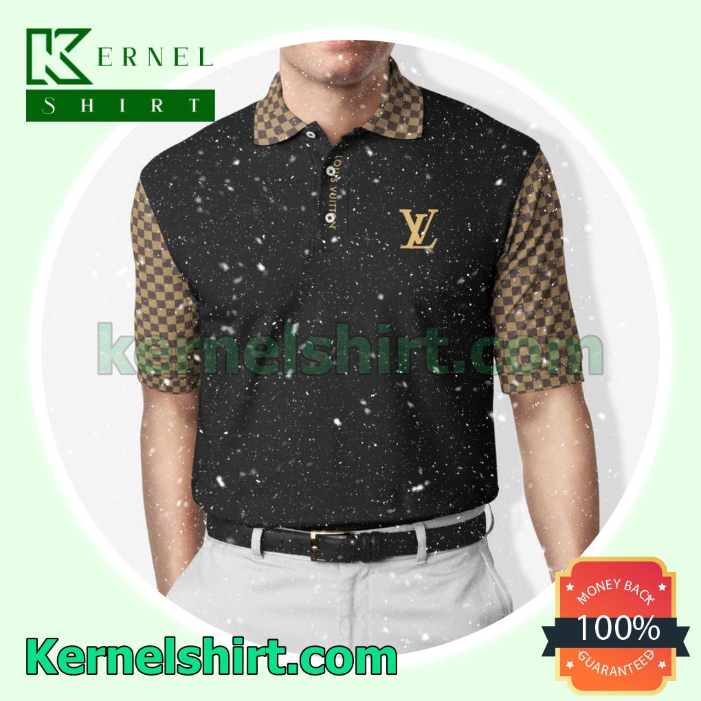 Louis Vuitton Lv Check Pattern On Sleeves And Collar Black Golf Polo