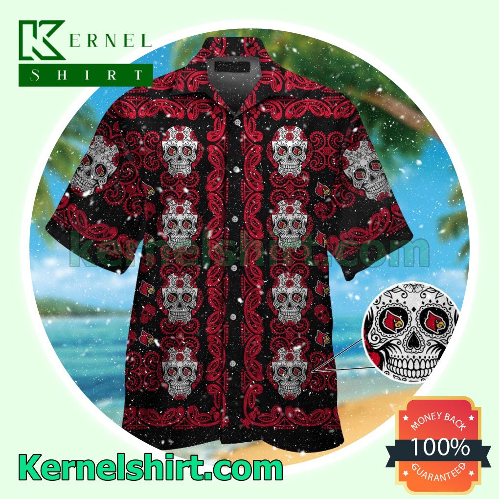 Louisville Cardinals Skull Summer Hawaiian Shirt