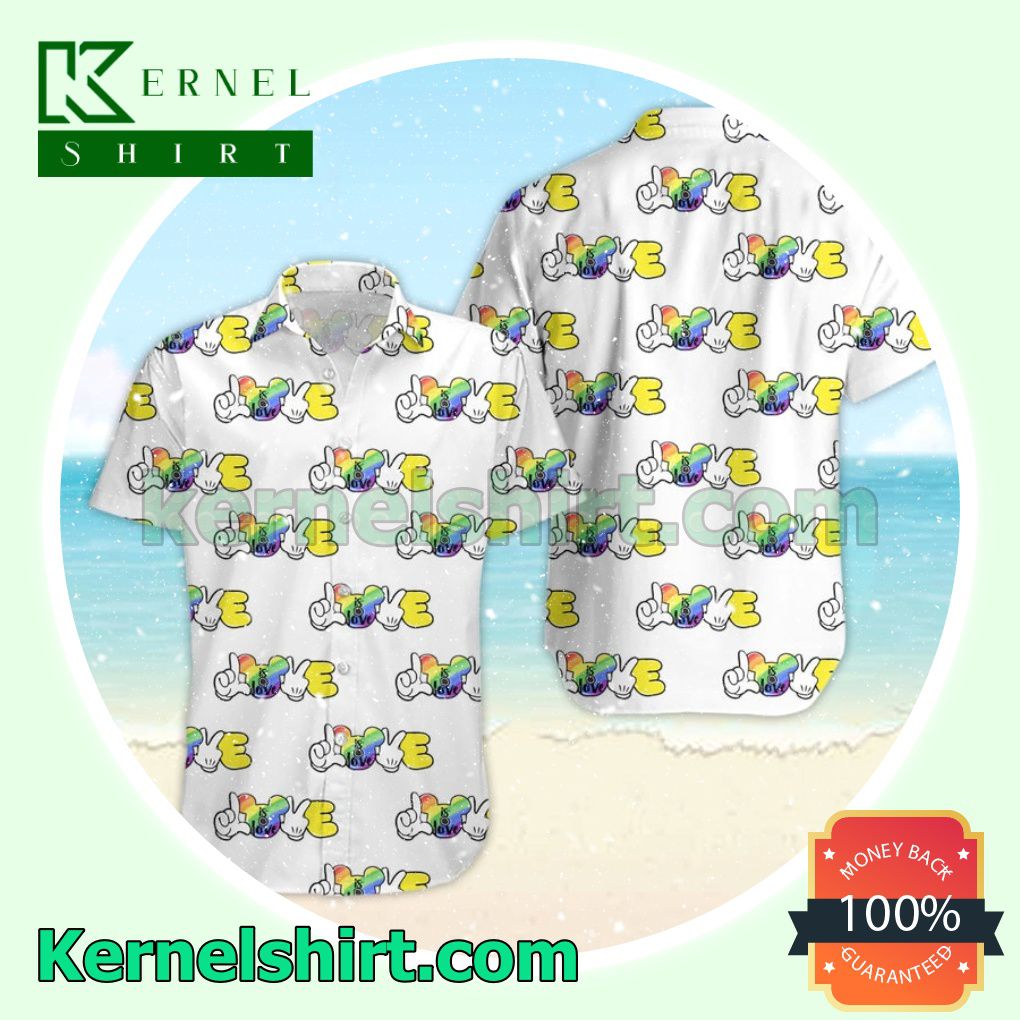Love Is Love Mickey Ear Lgbt White Aloha Beach Hawaiian Shirt