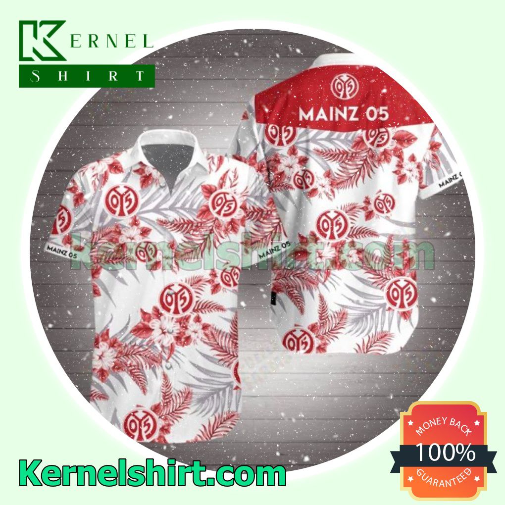 Mainz 05 Red Tropical Floral White Beach Shirts