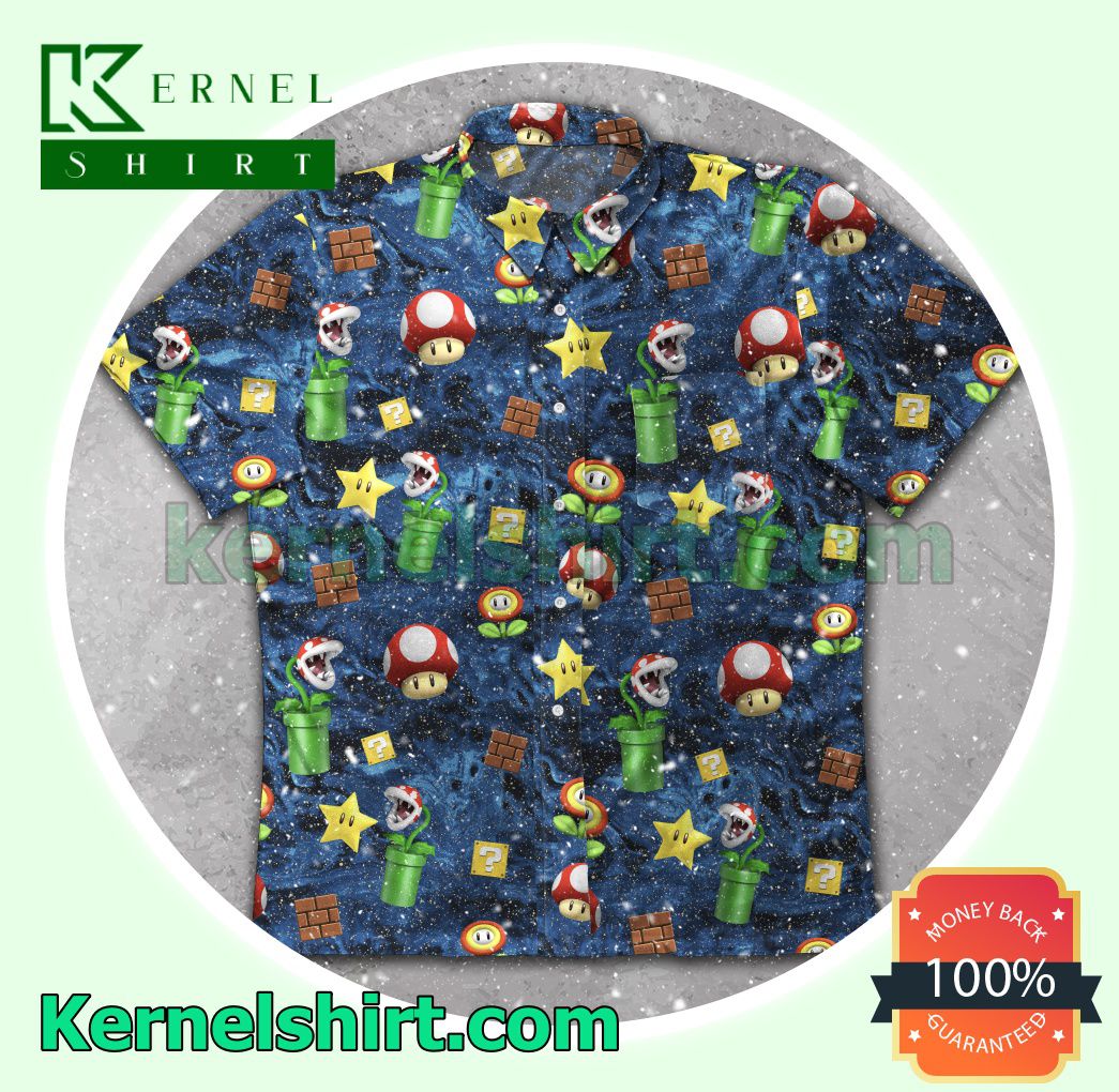 Mario Navy Galaxy Beach Shirts