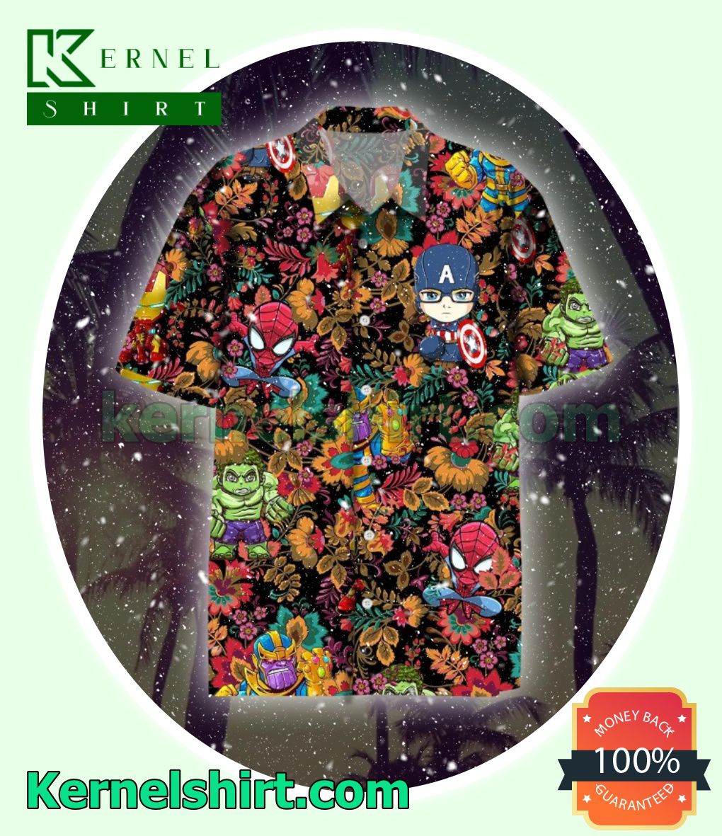 Marvel Avengers Chibi Flower Leaf Beach Shirts