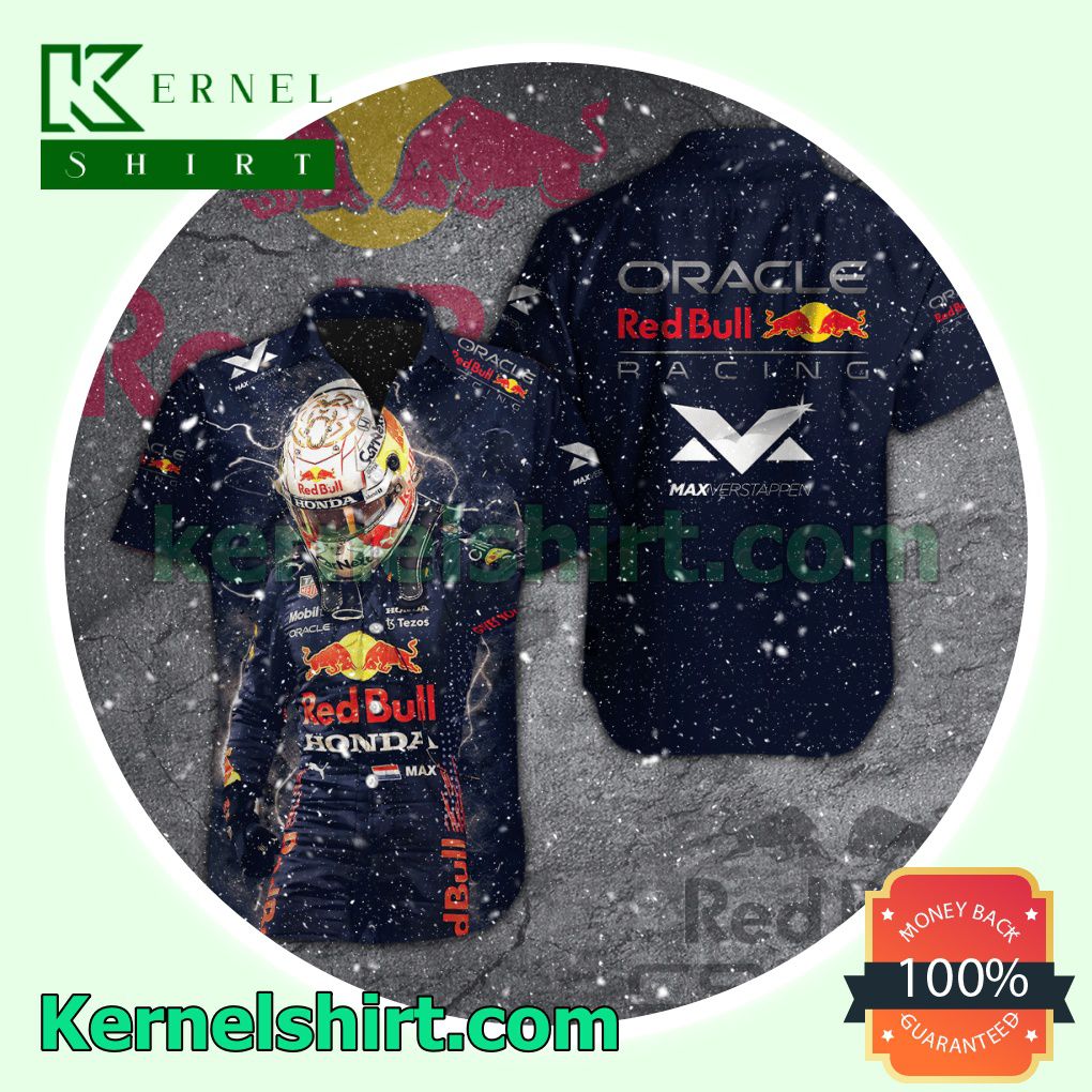 Max Verstappen MV33 Oracle Red Bull Racing Navy Aloha Beach Hawaiian Shirt