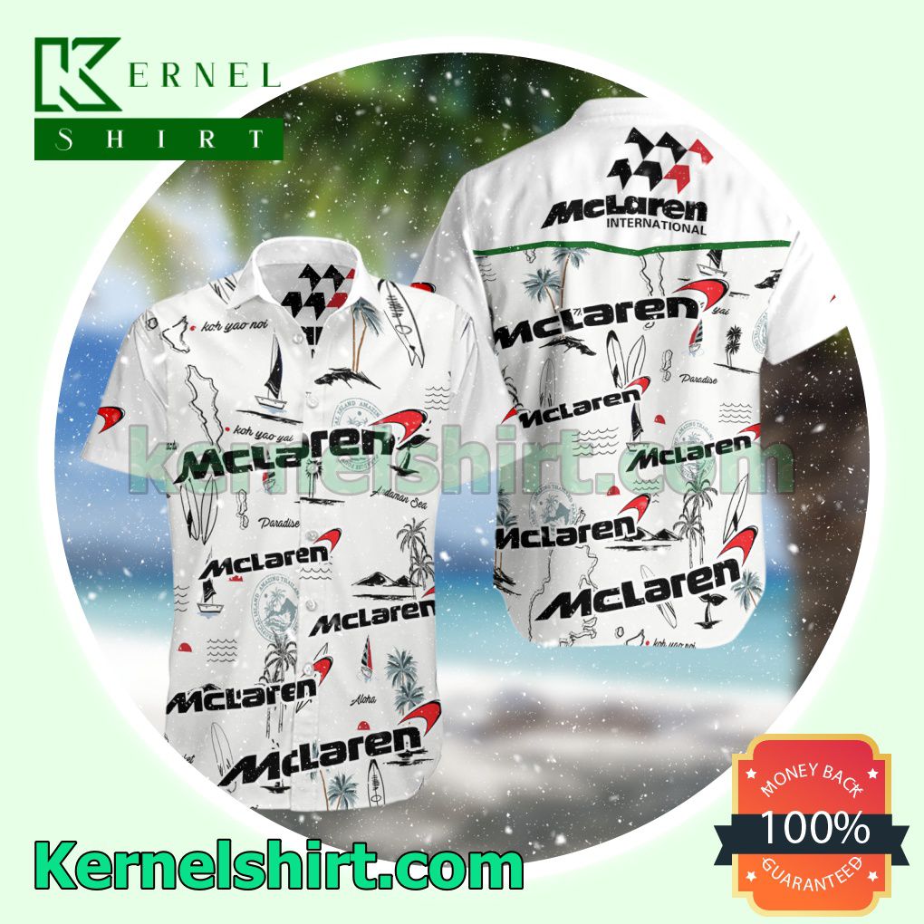 McLaren F1 Racing White Aloha Beach Hawaiian Shirt
