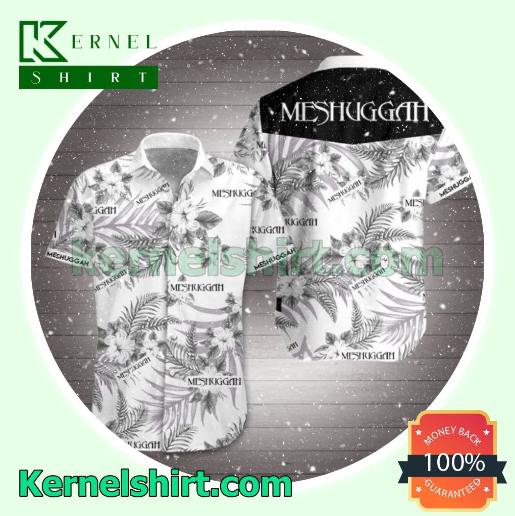 Meshuggah Black Tropical Floral White Beach Shirts