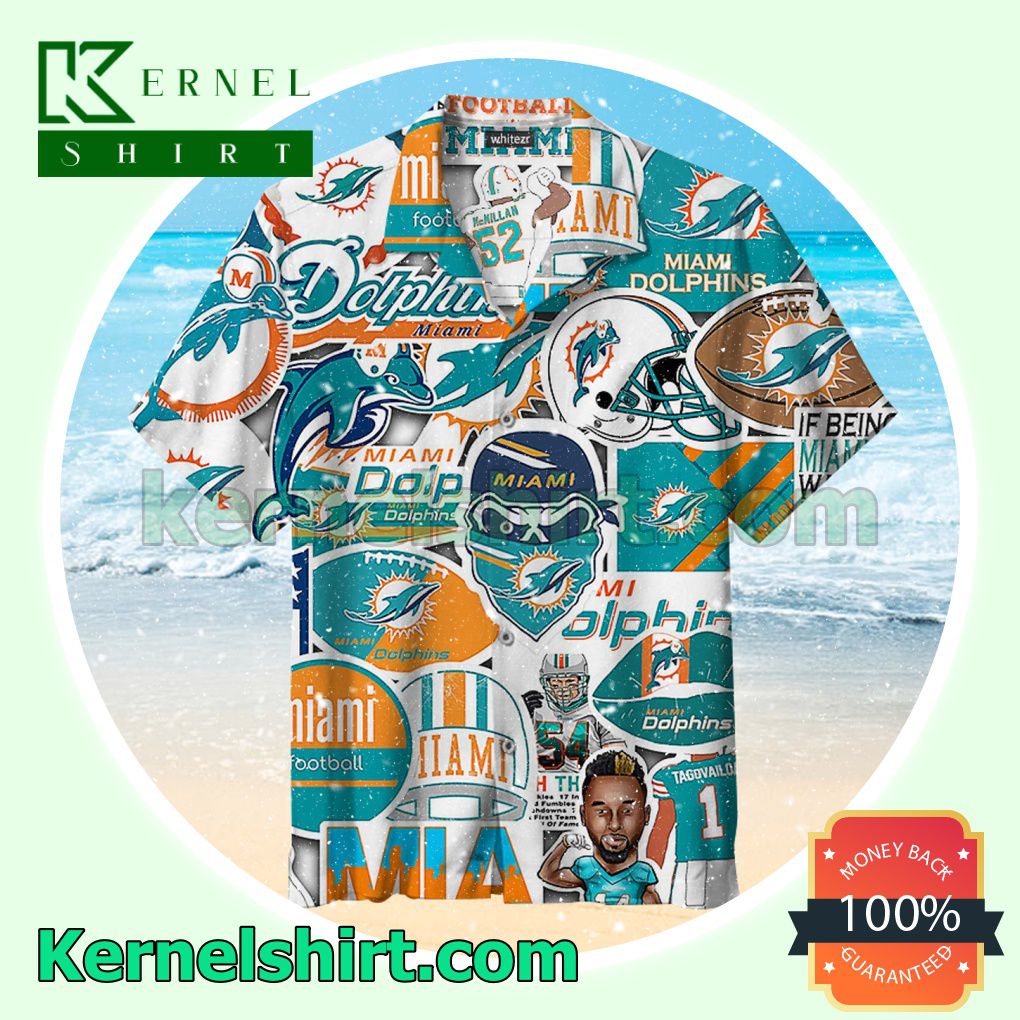 Miami Dolphins Illustration Beach Shirt