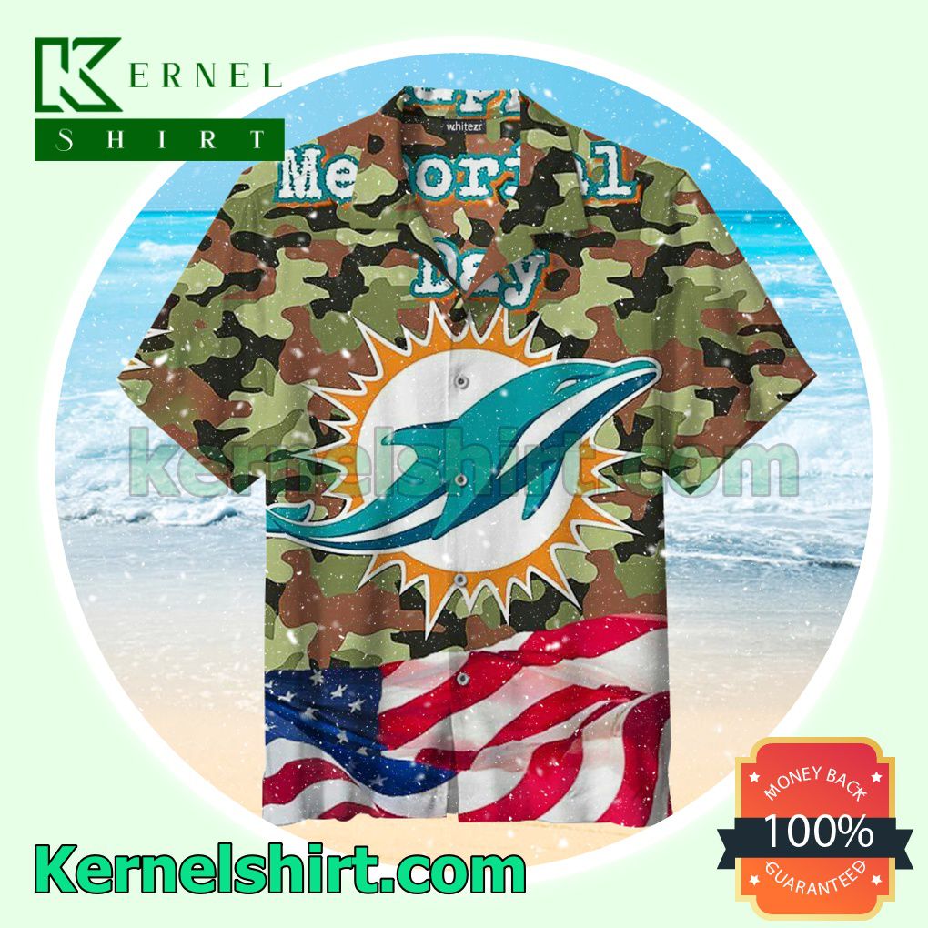 Miami Dolphins Memorial Day American Flag Beach Shirt