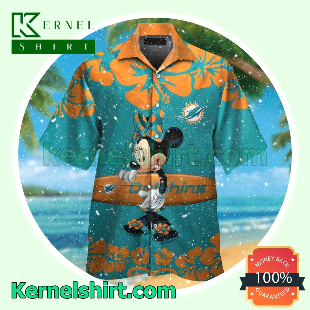 Miami Dolphins & Minnie Mouse Summer Hawaiian Shirt