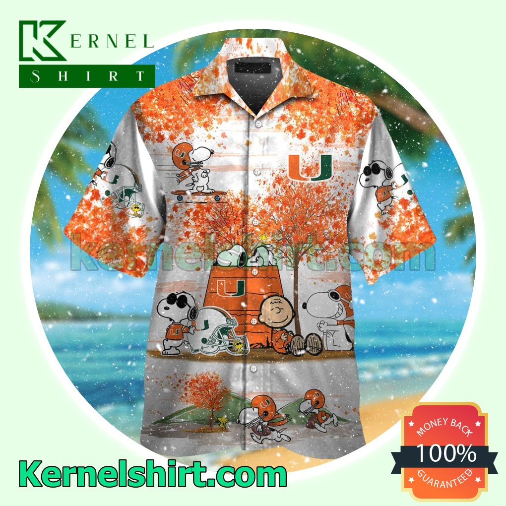 Miami Hurricanes Snoopy Autumn Summer Hawaiian Shirt