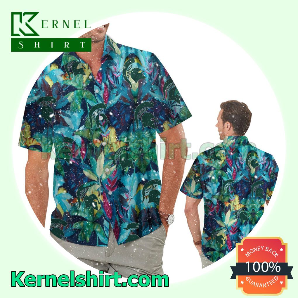 Michigan State Spartans Floral Tropical Summer Hawaiian Shirt