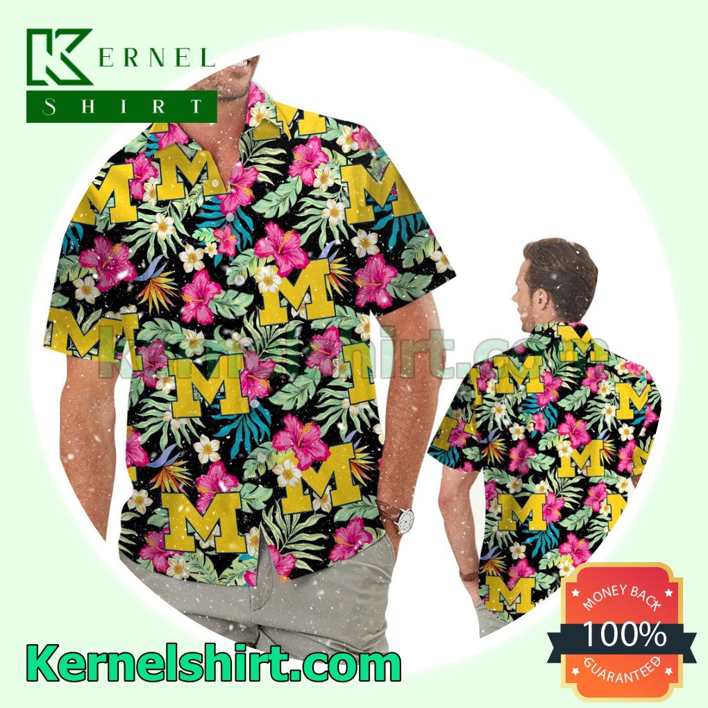 Michigan Wolverines Hibiscus Summer Hawaiian Shirt