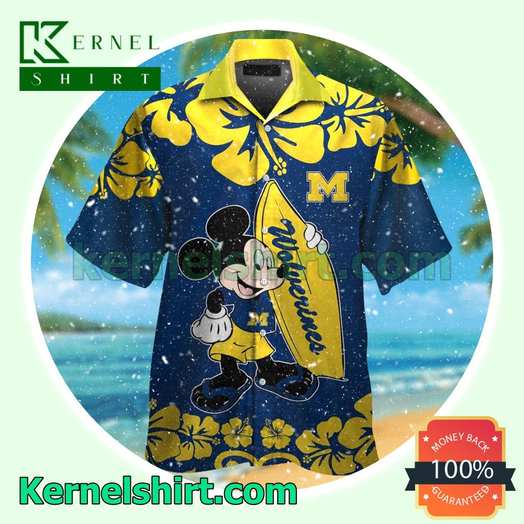 Michigan Wolverines & Mickey Mouse Summer Hawaiian Shirt