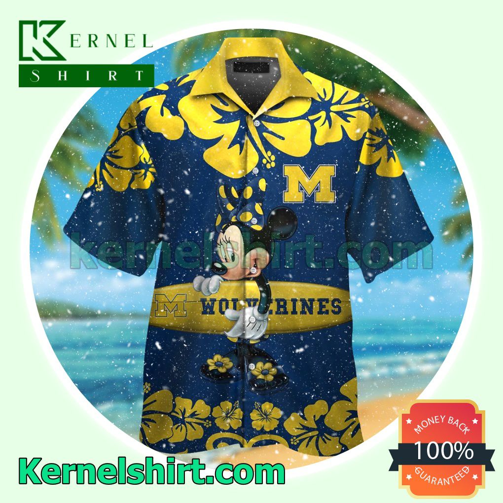 Michigan Wolverines & Minnie Mouse Summer Hawaiian Shirt