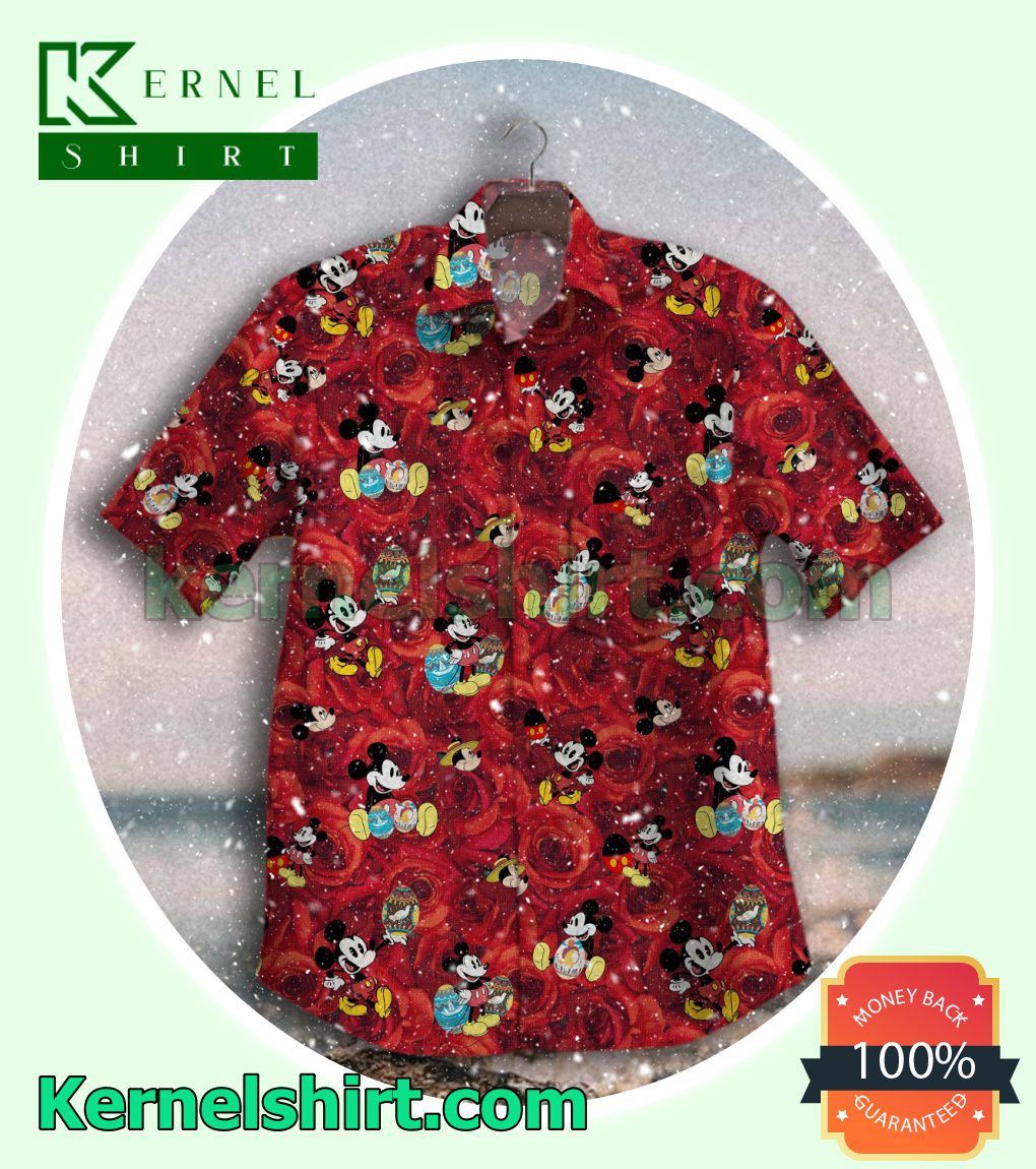 Mickey Easter Eggs Red Roses Beach Shirts