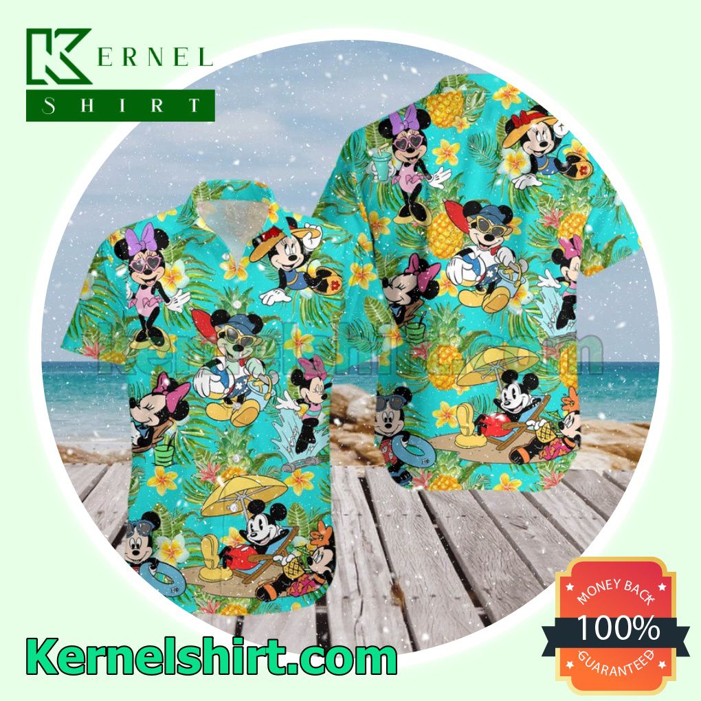 Mickey & Minnie Vacation Disney Cartoon Graphics Aloha Beach Hawaiian Shirt