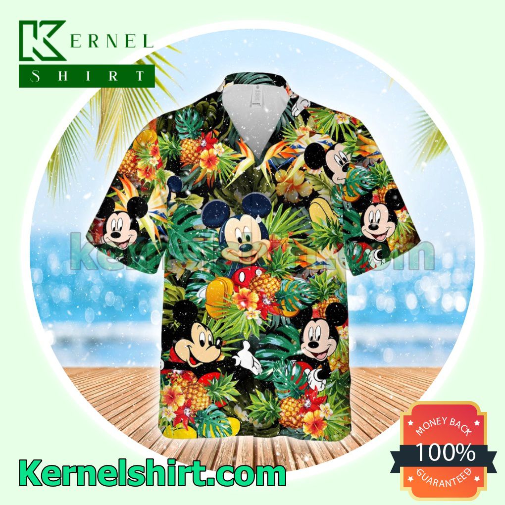 Mickey Mouse Disney Pineapple Hibicus Aloha Beach Hawaiian Shirt