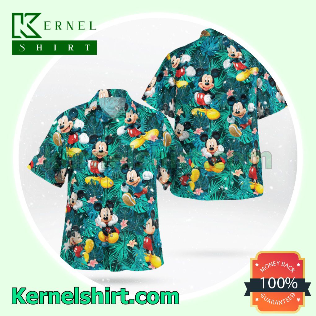 Mickey Mouse Tropical Leaf Beach Shirts