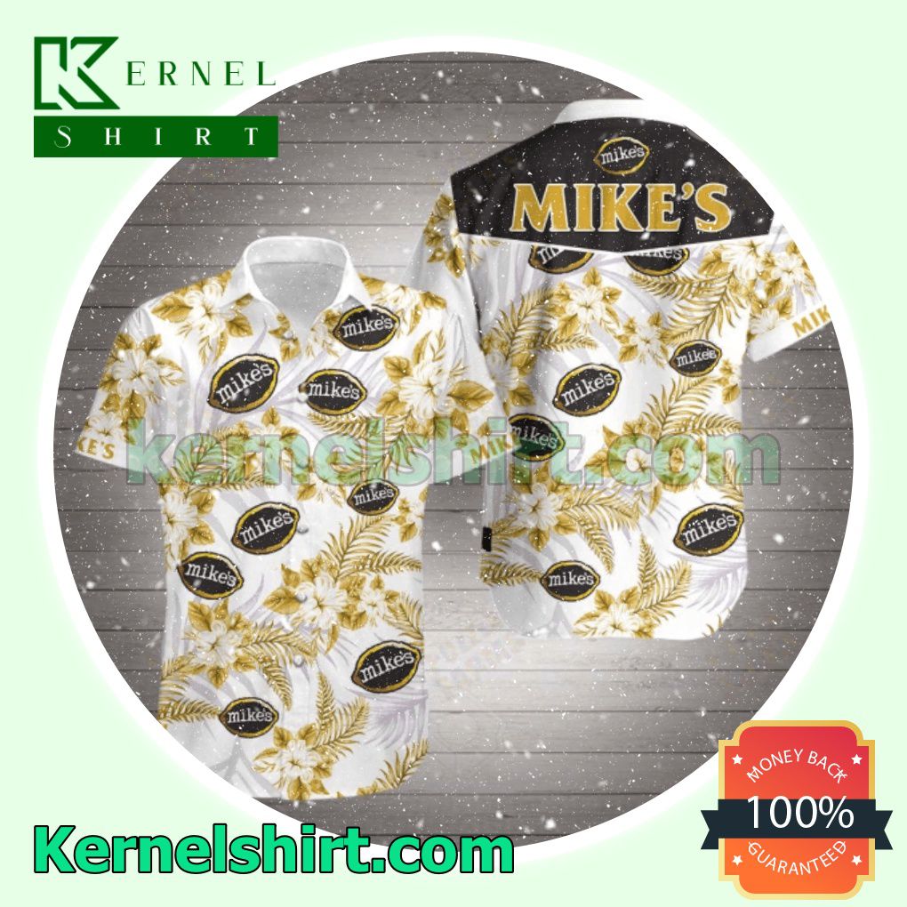 Mike's Yellow Tropical Floral White Beach Shirts