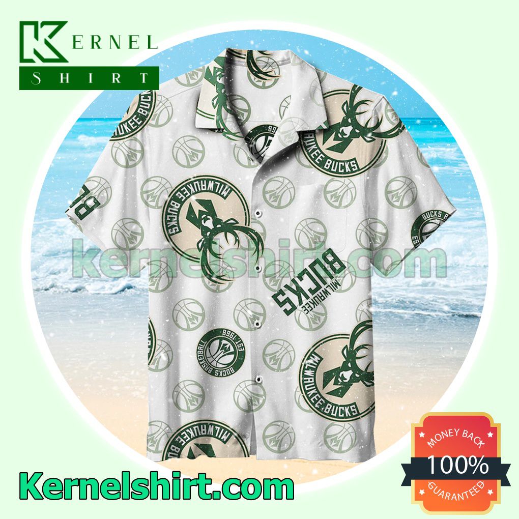 Milwaukee Bucks Est 1968 White Beach Shirt