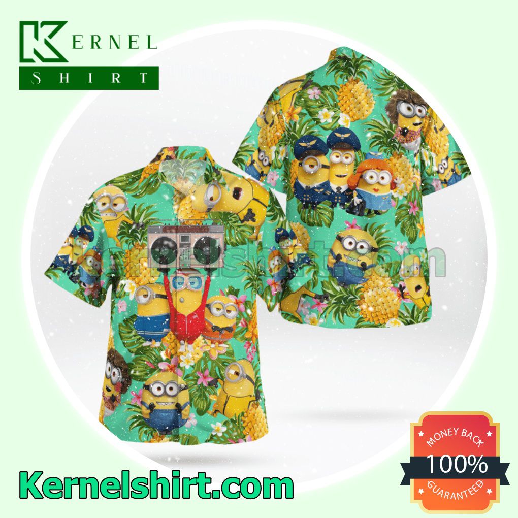 Minion With Cassette Pineapple Tropical Beach Shirts