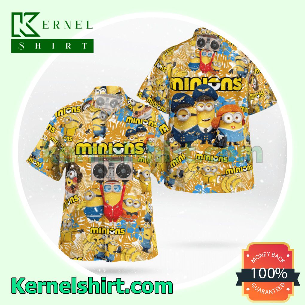 Minion With Cassette Yellow Tropical Beach Shirts